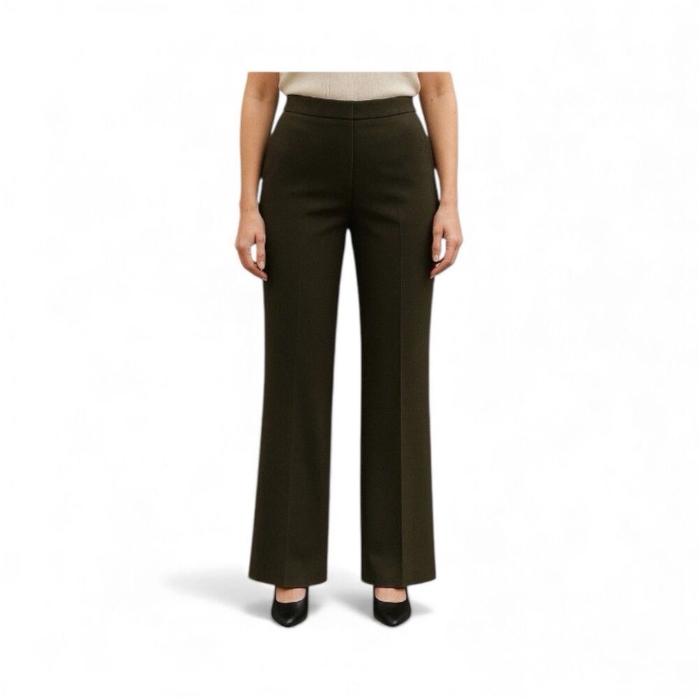 Agnona Italian Wide Leg Trousers Black Wool Dress Pants Size 42 US 10-12 Career